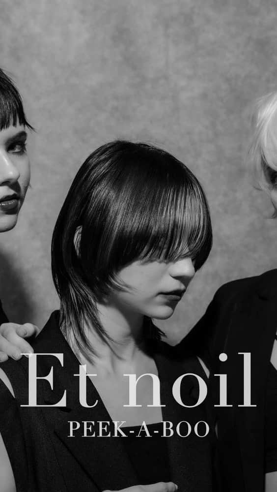 栗原貴史のインスタグラム：「【HAIRCAL.12】Et noir 〜と黒  @kinya_ishikawa  @peekaboo_kentarou_iida  @peekaboo1978.ms   @peekabooacademyofficial @peekaboosalonsofficial @peekaboo_webacademy  #新宿美容室  #newoman新宿  #骨格補正  #骨格補正カット #ボブ  #グラボブ  #ショートヘア #ショートカット #ショートボブ #丸みショート #ゆとりショート #shortcut #hairistyle #contrastdesign #contrastcolor #bob #peekabooneeomanshinjuku」