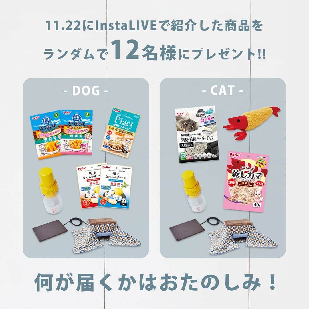 Petioさんのインスタグラム写真 - (PetioInstagram)「\Thanks Pets Day💛プレゼント企画のお知らせ/  大変お待たせいたしました！！  11月22日ワンワン•ニャンニャンデーの Insta LIVE紹介したPetio2022AWの人気注目アイテムをランダムで12名様にプレゼント🎁  応募方法は簡単2STEP✨ ①@petio_ をフォロー🤝 ②「わんちゃん」or「ねこちゃん」どちらのアイテムが欲しいかコメント✏️  💡@petio_ をメンションしてキャンペーンを拡散していただくと当選確率UP！  応募締切は2022.12.20  期間は短いですが、みなさんのたくさんのご応募お待ちしています🎁✨  #petio #ペティオ  #プレゼント企画 #プレゼントキャンペーン  #present #thankspetsday #うちの子  #いぬ #犬 #イヌ #わんこ #ねこ #猫 #ネコ #にゃんこ #応募 #わんこグッズ #にゃんこグッズ #おすすめ」12月9日 18時13分 - petio_