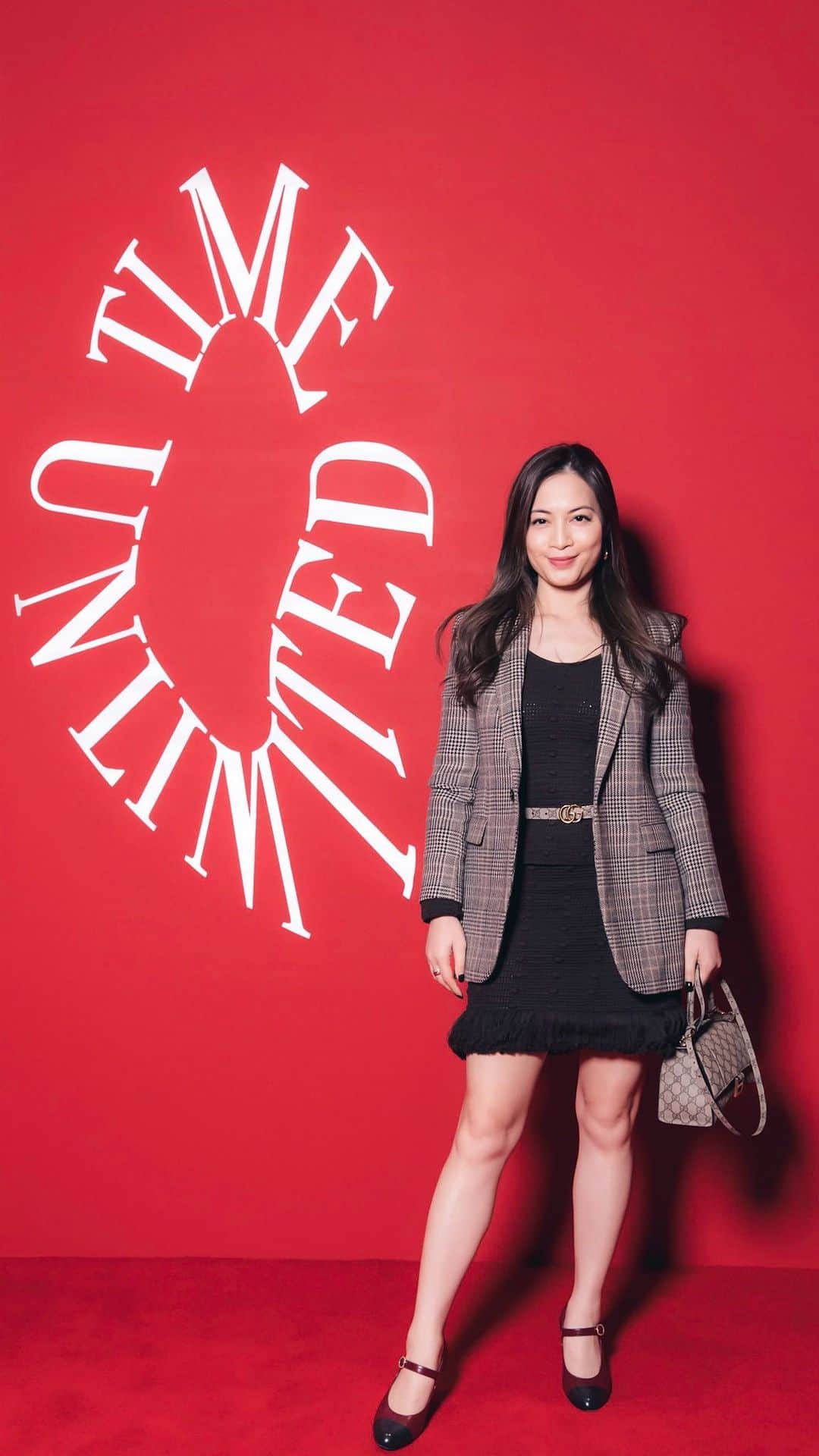 Ruby Kwanのインスタグラム：「“Time Unlimited" - Cartier's first world event dedicated to watchmaking!  @cartier #Cartier #CartierHK #CartierTimeUnlimited #CartierBaignoire #TankdeCartier #SantosdeCartier #CartierCrash #CartierTortue #numberonepr #rougeclosetlifestyle #rubykwan   #ootdhk - #saintlaurent jacket /  #bottegaveneta top & skirt / #gucci #guccixbalenciaga bag / #chanelshoes」