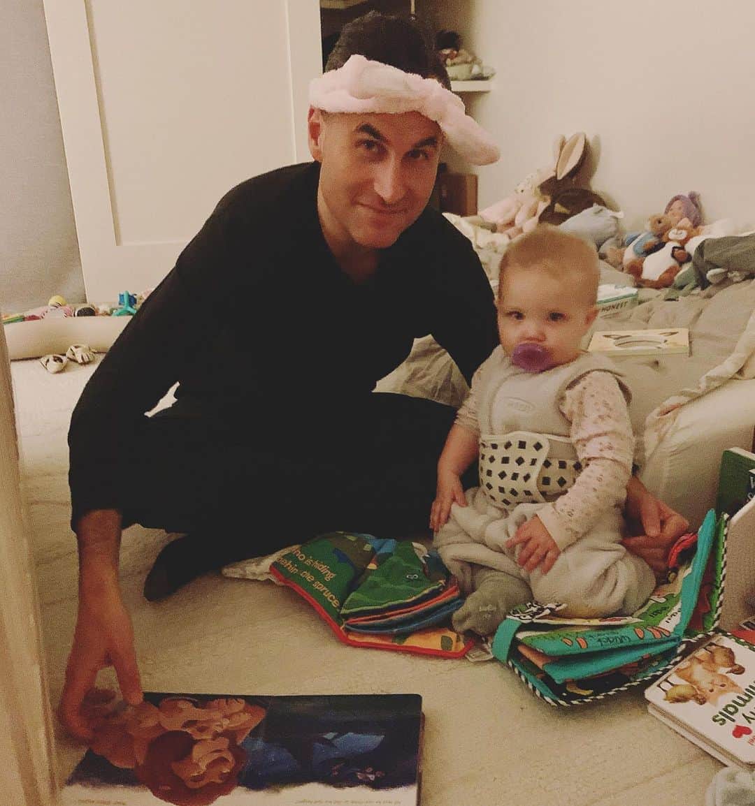 ブリタニー・ダニエルのインスタグラム：「Happy birthday to my husband @adam.touni , the man who will wear bunny ears on his forehead to help get our girl Hope’s diaper changed. Your work ethic, love, devotion, and egoless approach to taking of our family inspires me everyday. Thank you for being a true partner in every area of our life. I love you! 💗」