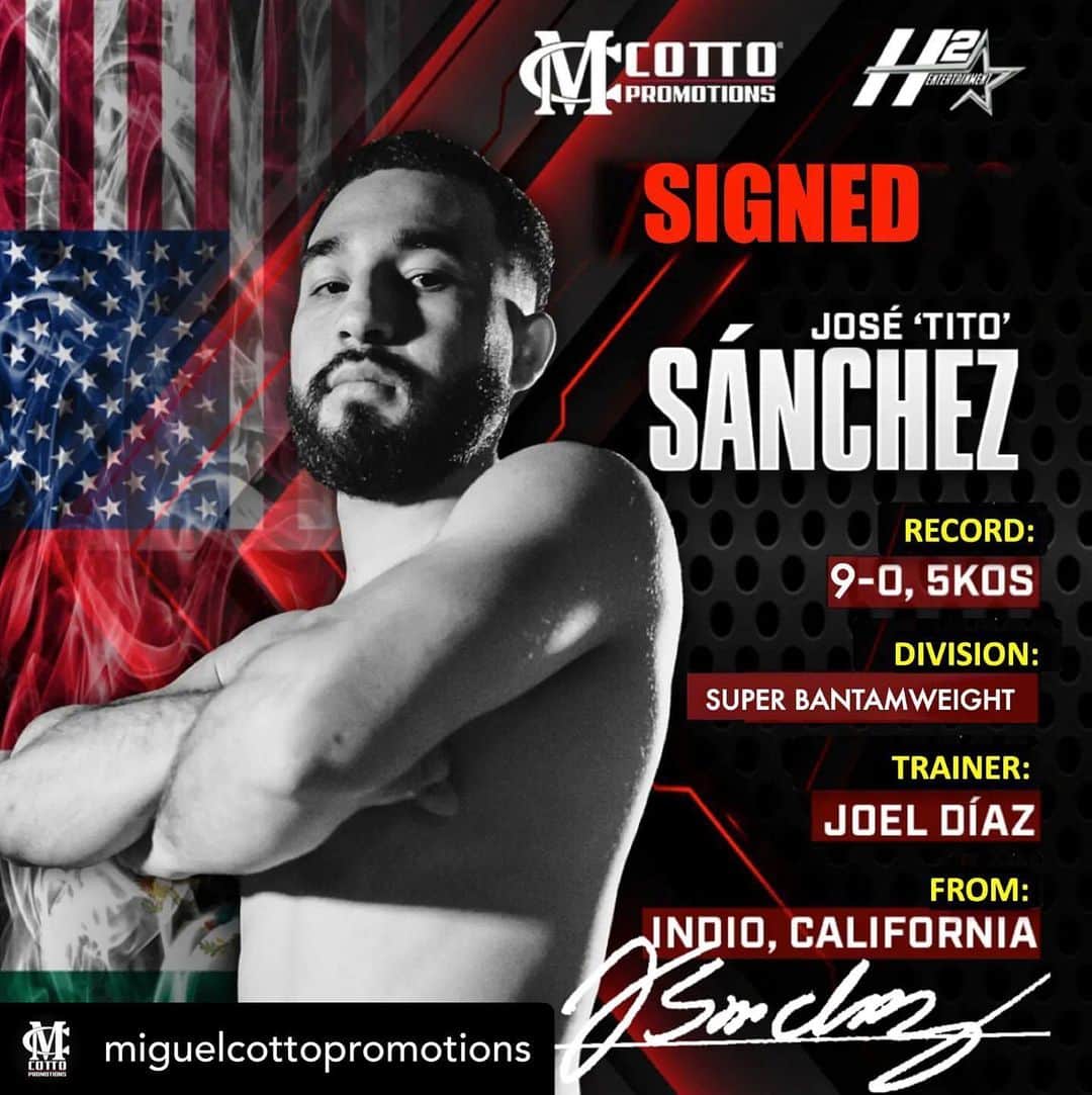 ミゲール・コットのインスタグラム：「Welcome / Bienvenidos @miguelcottopromotions #MeetTheSanchez #Leo & #Tito #Sanchez 🇲🇽🇺🇸  @1eosanchez @titosanchez_24  #Signed 🖋 with #CottoPromotions #H2Entertaiment  Stay tuned for the next step of #TheSanchez」