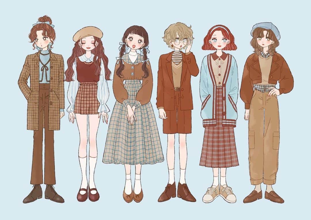 たなかのインスタグラム：「💙🤎 #illustration」