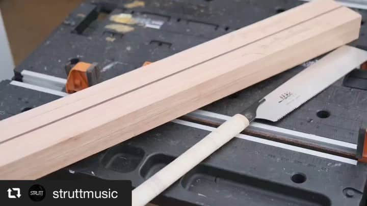 のインスタグラム：「Cool video of Kataba!🔥 Happy to hear @struttmusic said it’s the best saw🤩 ⁡ Repost📸 @struttmusic Best saw ever....Japanese pull saws ⁡ #pullsaw #japanesetools  #japanesesaw #suizanjapan #straightcut #sawdust #guitarmakers #lutheirsofinstagram #customguitars #woodworking #handmadeuk #handtoolsonly ⁡ #suizan #japanesesaws #japansäge #sierrajaponesa #sciejaponaise #鋸 #japanesetool #handsaw #kataba #woodwork #woodworker #woodworkers #woodworkingtools #diy」