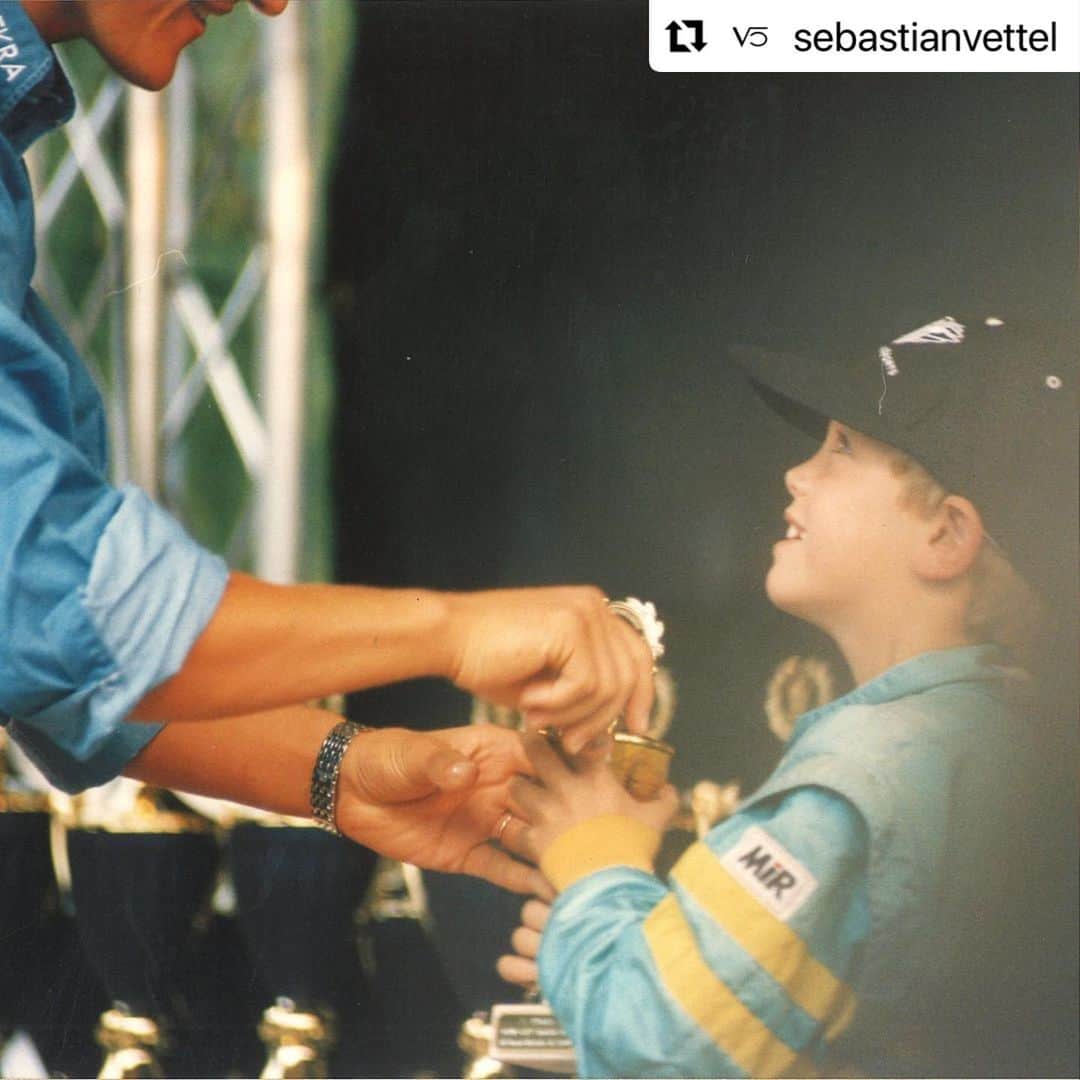 ミハエル・シューマッハのインスタグラム：「And today everyone looks up to you @sebastianvettel - and rightly so. All the best for your life after @f1!  …. Looking up: my idol and friend Michael Schumacher (NRW Cup Kerpen, Germany). . . . . . #teammichael  #thereisstillaracetowin  #Repost @sebastianvettel with @use.repost」
