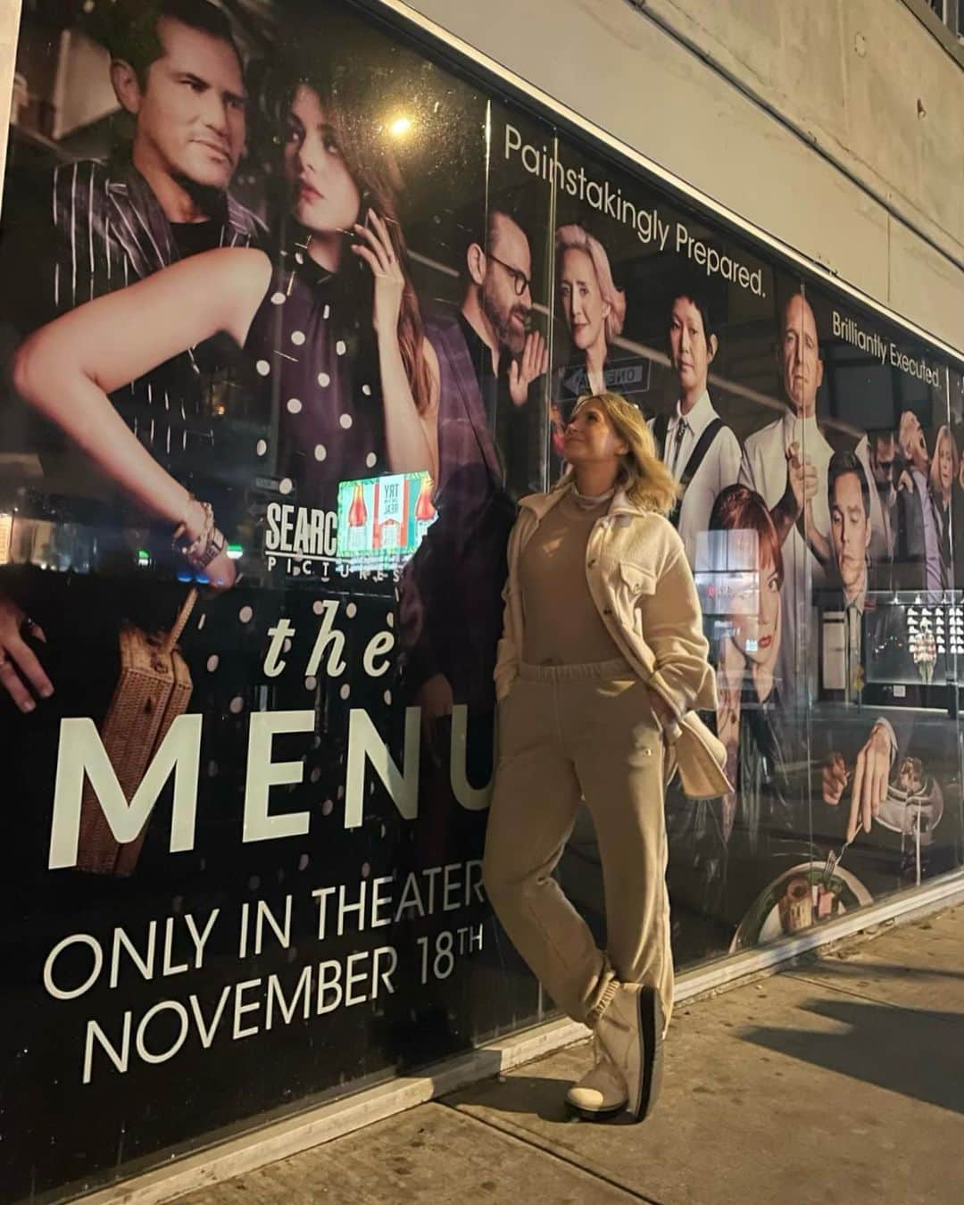 バネッサ・レイのインスタグラム：「I’ve looked up to my friend @aimeecarrero from the moment I met her at 4am on a set van in New Orleans. She has been killing the game for so long, but now every time I turn the corner I see her face on billboards… WITH THIS CAST! Beyond excited for @themenufilm to open today so more of you can see the brilliance that is Aimee.」