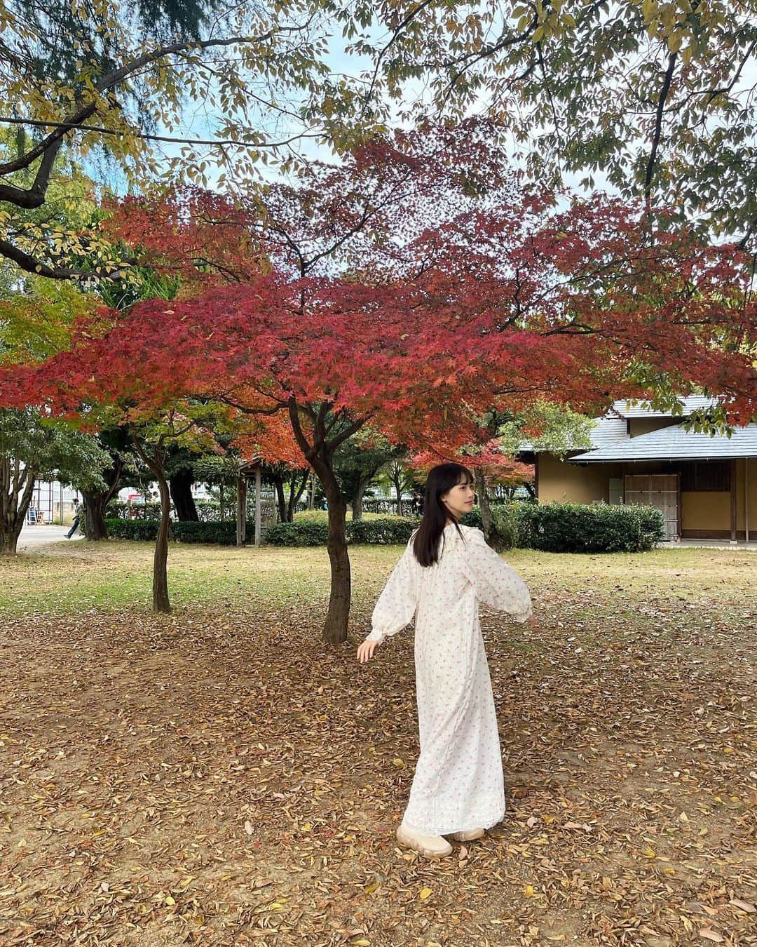 酒元麻衣（まいへー）のインスタグラム：「秋を感じた日🍁 こどもだけでお買い物するパン屋さんで初めてのおつかい🍞いつもお買い物ごっこしてるから、本当のお店でお買い物出来たことがすごくすごく嬉しそうだった☺️🤍 . . . #学びの森#各務原#紅葉」