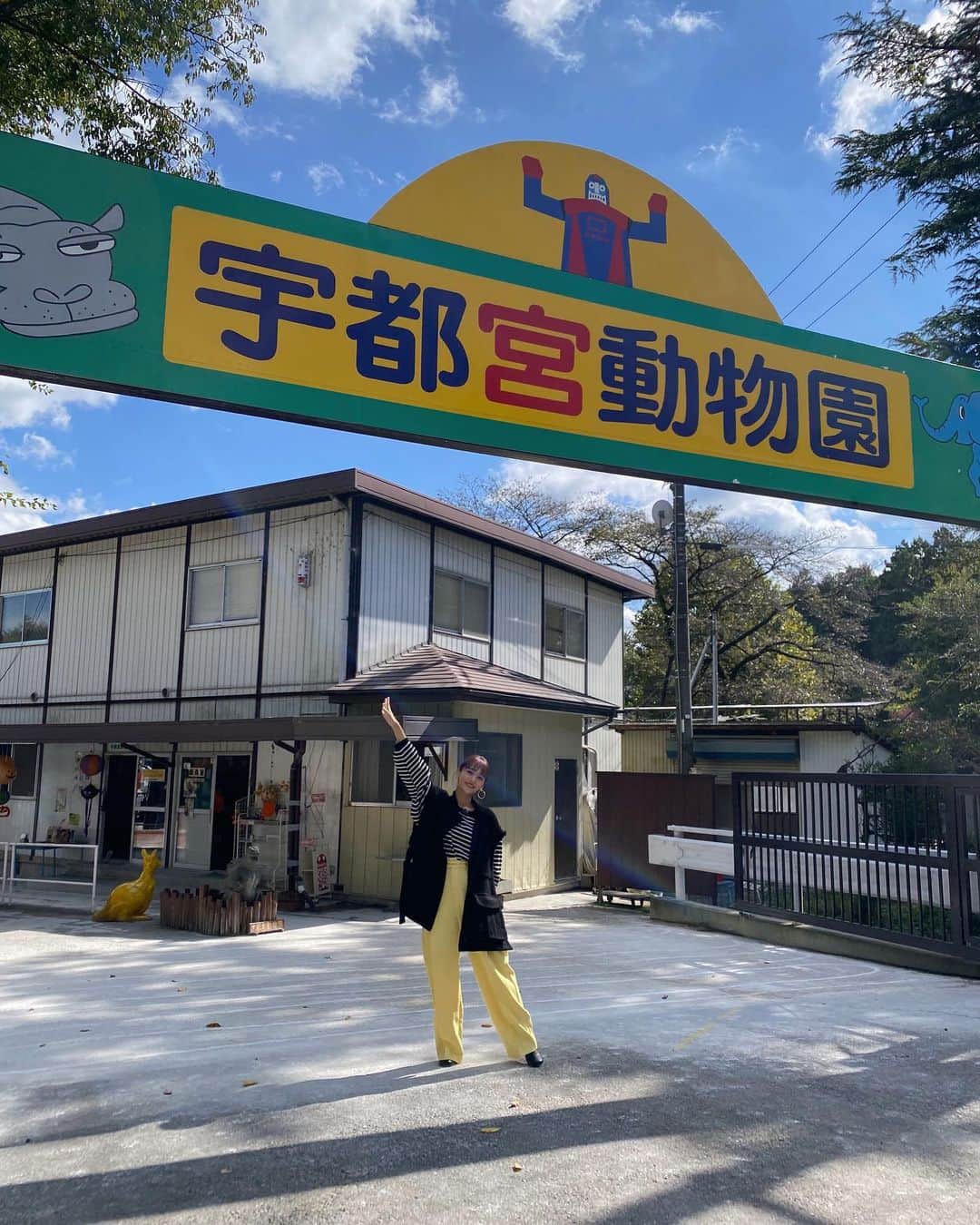 近藤千尋のインスタグラム：「『#ZOO1グランプリ』📺 次回は11/22(火)よる7時からです💓💁‍♀️  激カワ！ネコ科スペシャルで 東京ホテイソンさんと ロケに行かせて頂いてます❗️😸 宇都宮動物園🦒さんに。。🌈  可愛くて可愛くて癒された日🤍🤍  是非ご覧ください💓  一枚目、すごいレインボー🌈！！  ウェア @maisonspecial_women  アクセサリー @unoaerre_japan  シューズ @dianashoespress  #近藤千尋衣装」