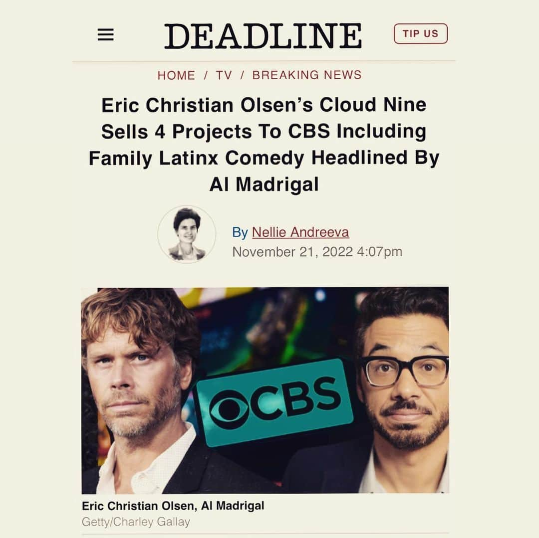 エリック・クリスチャン・オルセンのインスタグラム：「One of the many blessing of @ncisla (no, I'm not leaving the show) is that I've been given the opportunity to build a creative home at @cbstvstudios with some of my favorite people on the planet. They tolerate my endless phone calls/emails/texts (starting at 5:30am) my Socratic nonsense, and hopeless optimism in the face of the perpetual "blood bath" that is TV development. I celebrate all these amazing studio and network friends that make Cloud Nine Productions possible. Additionally, anybody that has worked with us knows that equal love and celebration goes to my incredible partners at CNP; Anna Jones, John Will, and Meagen Tajalle. They have the perfect fusion of creative passion, thoughtful pragmatism, integrity, empathy, patience, and herculean hustle. They truly are the dream team. Lastly, a love letter to all the amazing writers and producers that we've worked with over the last five years. We've only had success because these writers had beautiful stories to tell and the fearlessness to pen them. Thank you for trusting us and letting us collectively construct the best version of them. Shout out to our hustle city team at @unitedtalent and the two smartest and most ethical lawyers I've ever met w/ Gretchen and Elena. And obviously to my favorite human @swrightolsen for being the best partner I could have ever imagined. Holding space and love for all the chaos and magic of life. Wow, that got long. I'll stop typing now. The journey is the goal! Go team!」