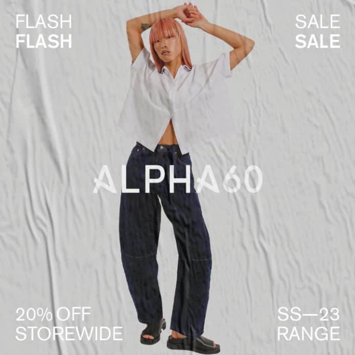 アルファ60のインスタグラム：「The Alpha60 Flash Sale is on now — save 20% off storewide.  No exclusions. Sale will last for a limited time only, shop now.」