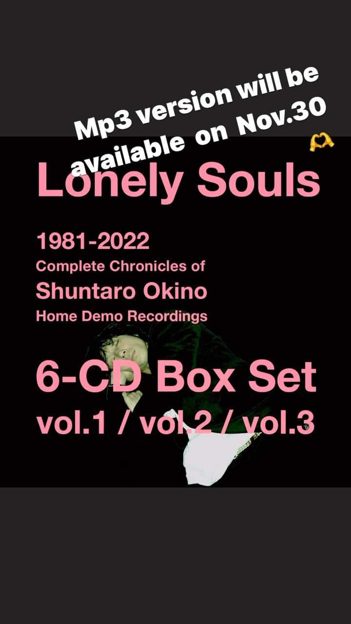 沖野俊太郎のインスタグラム：「Lonely Souls 、MP3バージョンは11/30日より販売開始いたします。 MP3 version will be available for download on November 30, 2022.  なおmp3版をより楽しんでいただくため、CD Box Set付属のブックレット単体での販売も予定しております。 よろしくお願いいたします🫶  #lonelysouls #shuntarookino #沖野俊太郎」
