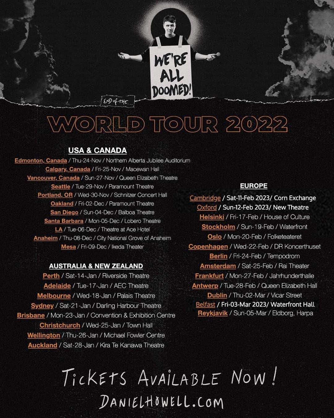 ダニエル・ハウウェルさんのインスタグラム写真 - (ダニエル・ハウウェルInstagram)「DOOMED ON FILM CHAPTER 2!  CAN’T BELIEVE WORLD TOUR IS HALF WAY ALREADY I’M REALLY OUT HERE EXISTING I CAN’T WAIT TO SEE THE REST OF YOU」11月25日 6時12分 - danielhowell