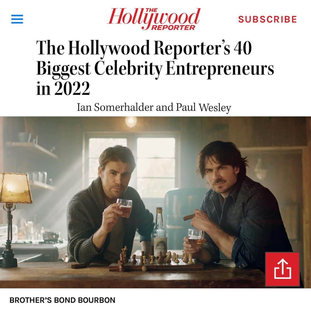 ポール・ウェズレイのインスタグラム：「Thank you! @hollywoodreporter  @brothersbondbourbon」