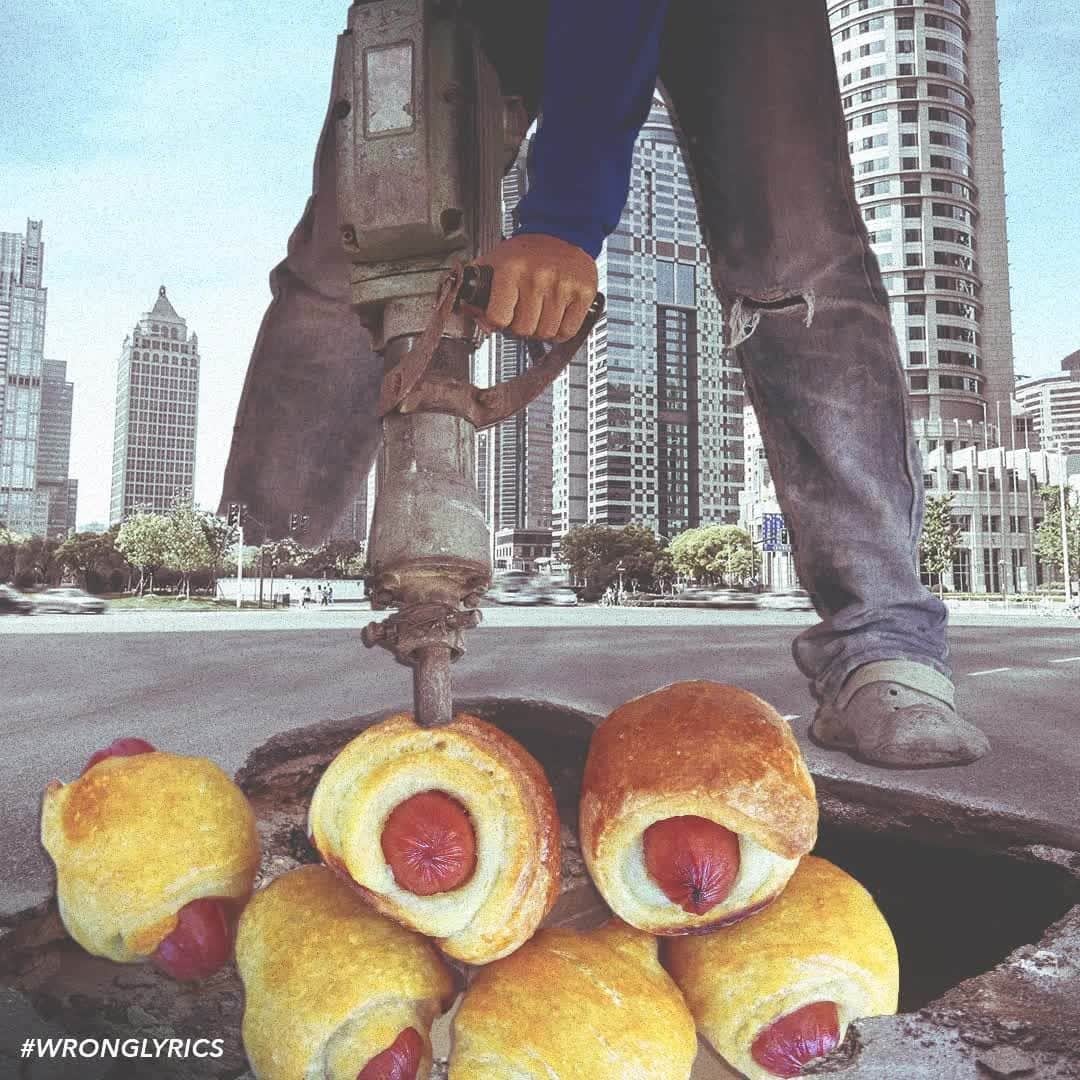 のインスタグラム：「Petition for all cities to be built out of sausage rolls from here on out! #WrongLyrics」