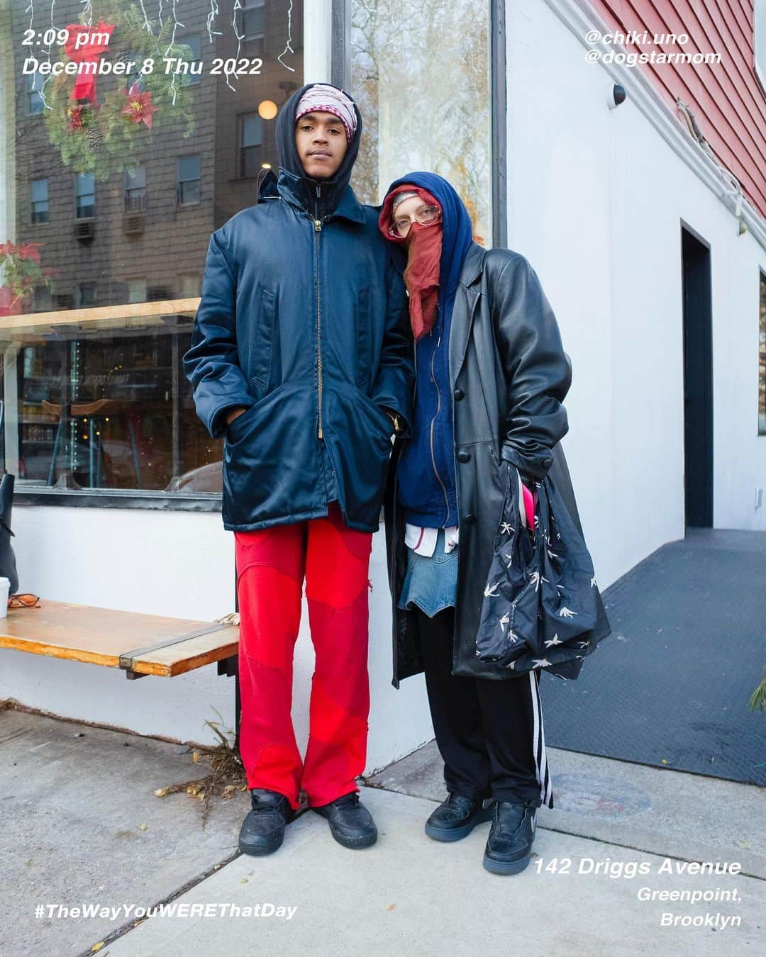 のインスタグラム：「Chiki @chiki.uno and Bunny on 142 #DriggsAvenue at 2:09 pm, December 8 Thursday 2022, #Greenpoint #Brooklyn #NewYork  #OutfitOfTheDay = #TheWayYouWEREThatDay  #TWYWTD #ShinichiTsutsui」