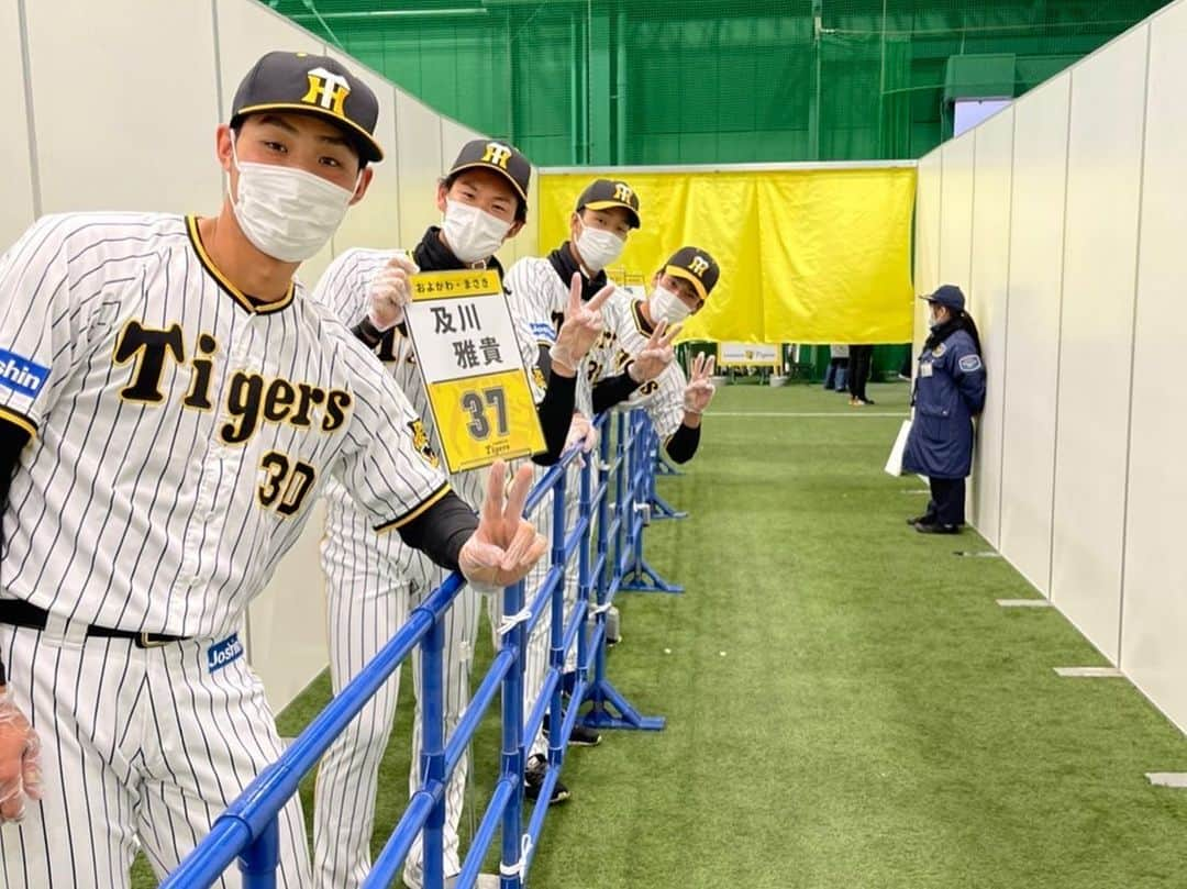 及川雅貴さんのインスタグラム写真 - (及川雅貴Instagram)「こんにちは🙇‍♂️  昨日の｢ファン感謝デー｣は楽しんで頂けたでしょうか？ 自分の思っていた以上に及川雅貴タオルがあってとても嬉しかったです！  シチュエーションマッチにて、綺麗なヒットを打つことができました！ ･先輩のマネをして打つ というお題が出て、糸原さんの打撃フォームをマネさせて頂きました。 その結果の綺麗なヒットだったので、今後打席に立つことがあったら糸原さんフォームでいかせて頂きます😎 ちなみに、自分で見返してみたらあんまり似てなかったですね笑（3枚目）  昨日にて、今年の全日程が終了しました。 自分としては非常に悔しいシーズンになり、野球選手として試合に出続けることの厳しさ、結果を出し続けることの厳しさを痛感しました。 この悔しさを糧にオフシーズン、取り組んで行こうと思います。 岡田新監督の下、｢アレ｣に向かって、チームの｢アレ｣に貢献していけるように頑張ります！ 1年間、変わらずのご声援ありがとうございました🙇‍♂️ 来シーズンもよろしくお願いします🙇‍♂️   #阪神   #タイガース   #阪神タイガース   #37   #ファン感謝デー」11月27日 15時56分 - oyogram.0418