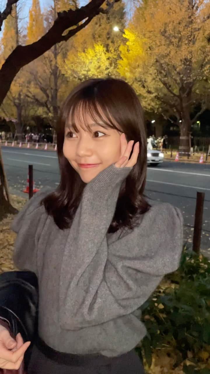 杉浦みずきのインスタグラム：「ふらっとよったら真っ黄色だった💛  #イチョウ #イチョウ並木  #いちょう #いちょう並木  #明治神宮外苑」