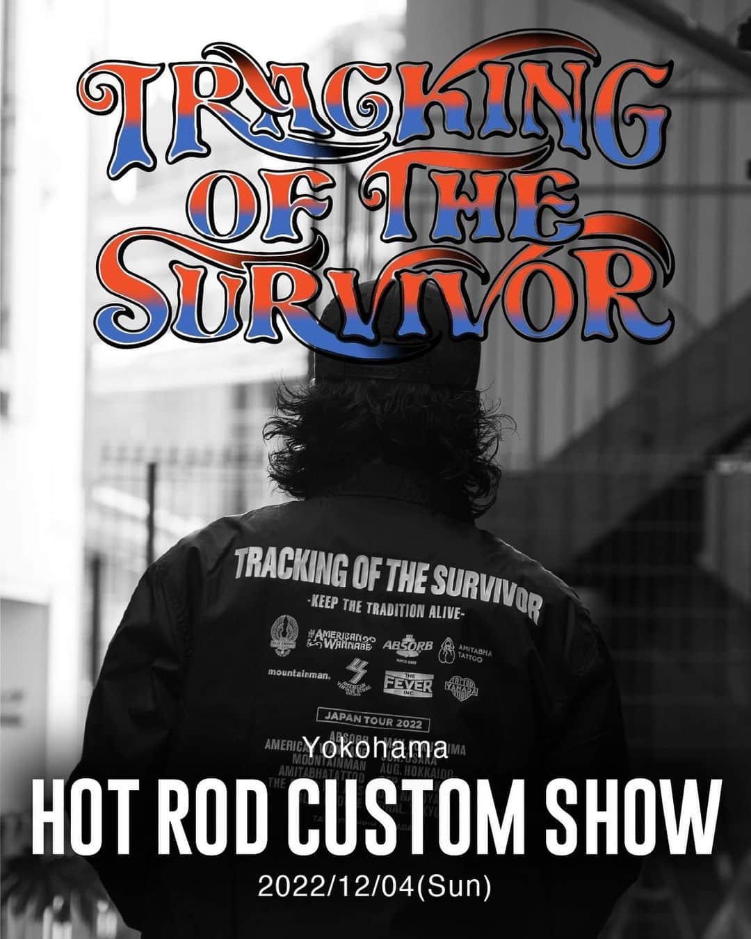 のインスタグラム：「【緊急告知】 先日幕を閉じた全国ツアー“TRACKING OF THE SURVIVOR”を引っ提げて 横浜ホットロッドカスタムショーに出店致します🏁 それに伴い普段バイクでお世話になっている @bgtaka とのコラボteeも限定発売しますので要チェックです🔥 ルイの写真や写真集、ツアーグッズ等販売しますよ！ 是非ご来場ください🙋‍♂️」