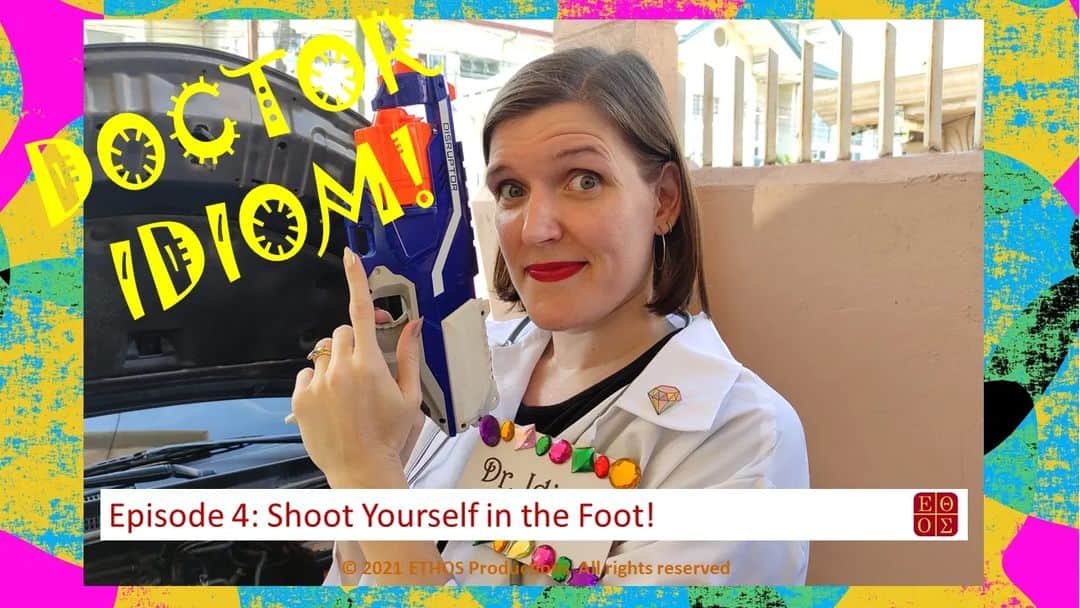 ETHOSのインスタグラム：「Ready for another episode of Doctor Idiom?!? She's back! Tune in to our YouTube channel (link in the Bio) at 8pm Philippine time on Wednesday (November 30)  to learn our latest idiom "Shoot yourself in the foot"! Mark your calendars! #dridiom #doctoridiom #ethoscebu #ethosph #cebuenglishschool #phenglishschool」