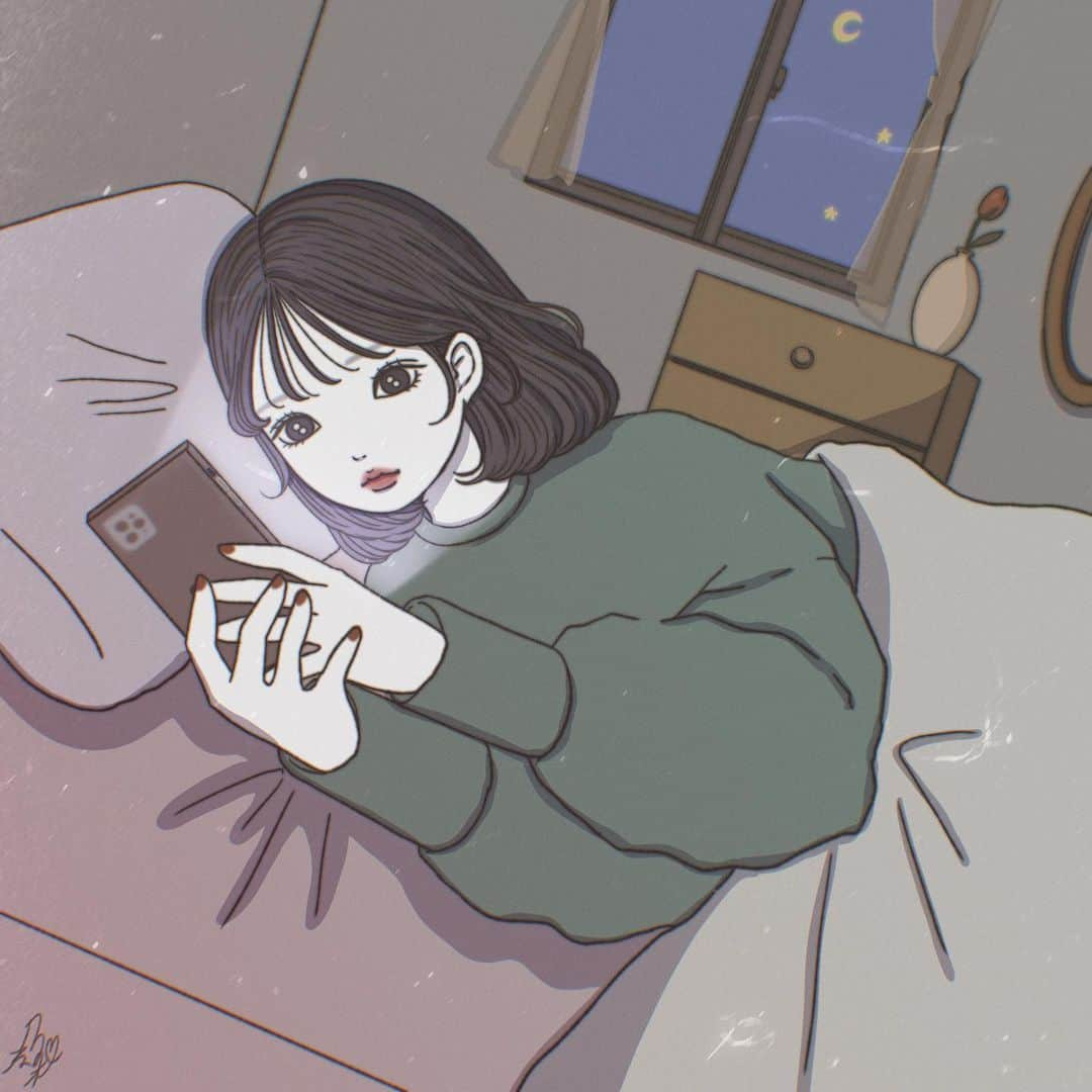 乃の木そよさんのインスタグラム写真 - (乃の木そよInstagram)「寝る前🛌 . .  . . おやすみ  #イラスト#アート#絵#画#イラストレーター#デザイン#創作#絵描きさんと繋がりたい#塗り絵 #服 #おしゃれさんと繋がりたい #おしゃれ女子 #ガーリー#今日の服#お洒落さんと繋がりたい#今日のコーデ #服装#エモい #エモ #女の子 #絵画 #メイク #古着 #ファッション #오오티디 #패션 #일본」11月29日 18時02分 - sooooyoooon