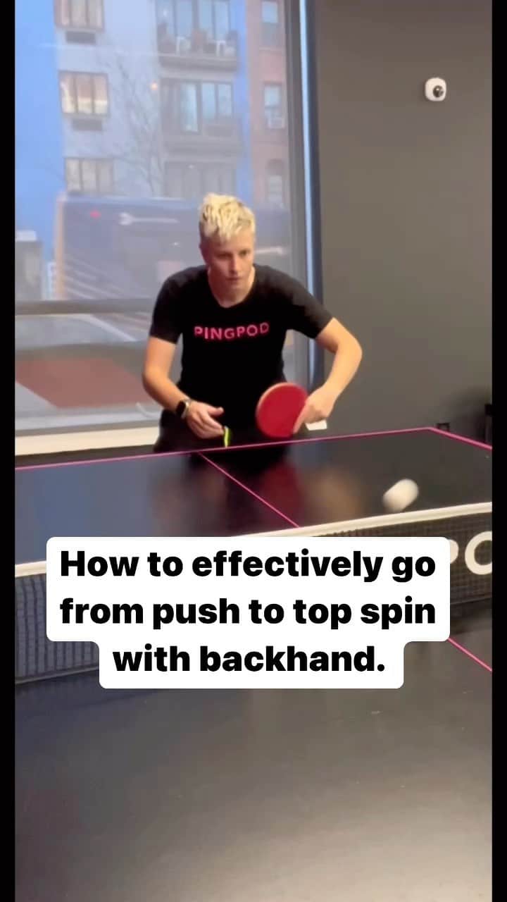 マチルダ・エコームのインスタグラム：「A lot of players struggle with being able to topspin, or attack from the backhand side. Here are some basic steps to go from only pushing to being able to attack! As with everything, this needs practice. Book a table and book a coach for more. (LINK IN BIO)」