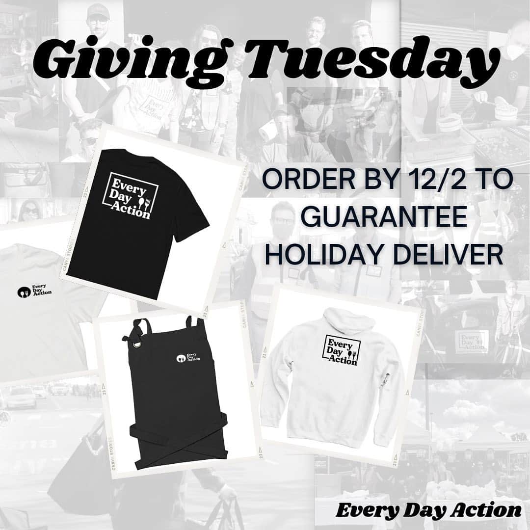 トローヤン・ベリサリオのインスタグラム：「Hello everyone! As I’m sure you have been told a thousand times today… ITS #givingtuesday and if you are looking for a great cause, I want to point you towards @every_day_action an incredible npo that works so hard to make sure no meal is wasted from a film set, a restaurant or a grocery store. Those who are currently unhoused deserve quality nutrition and hot meals and Everyday Action wants to help. Please check out the store (link in bio) make a donation and get some swag so everyone who sees you sporting it can be inspired to help too! Thank you and have a great #givingtuesday」
