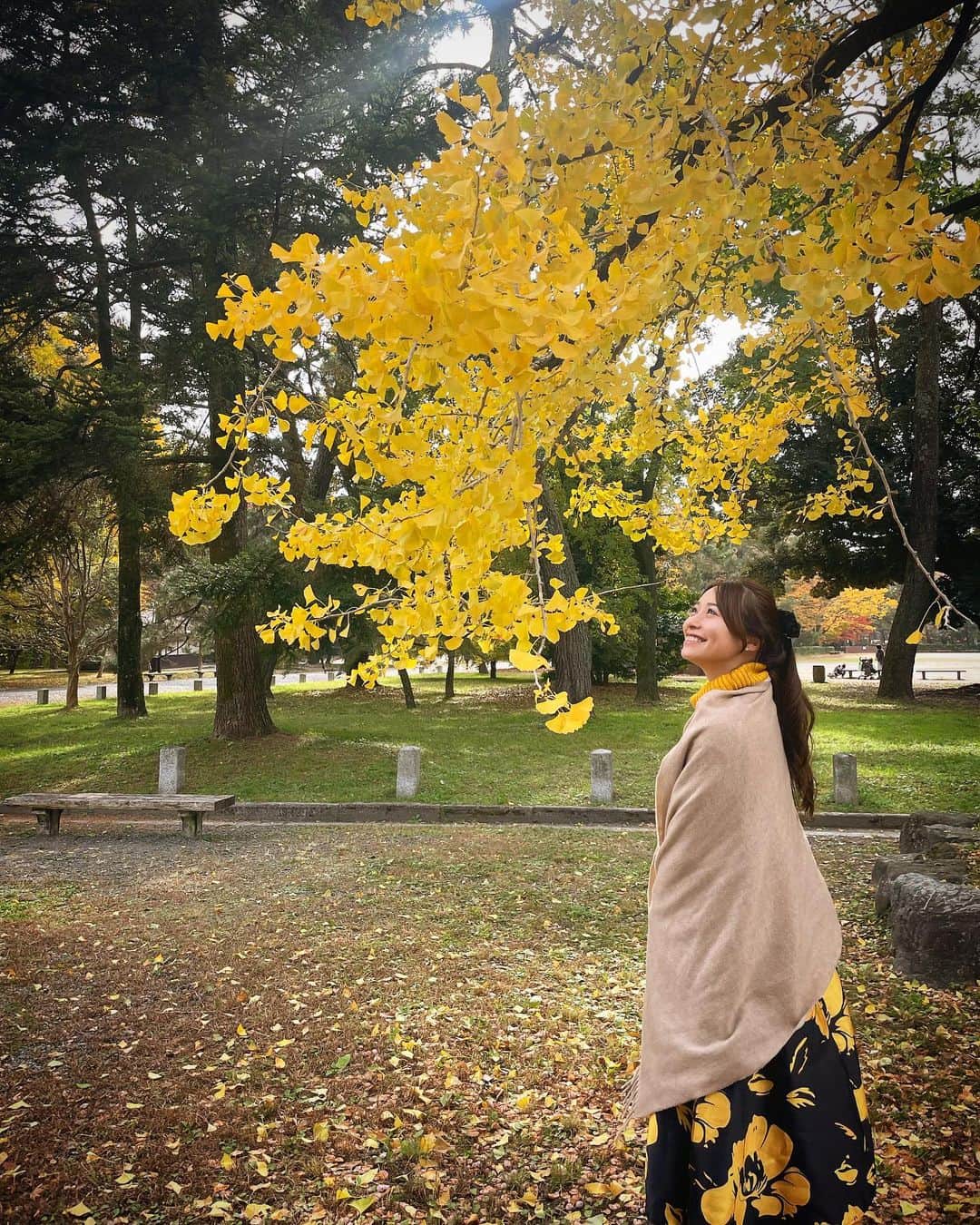 黒澤ゆりかのインスタグラム：「秋から冬に変わっていきそうな気配🍂  イルミネーションが綺麗になってきましたね☺️  今年はどこか行けたらいいな✨🌌  どこかおススメありますか？😌」