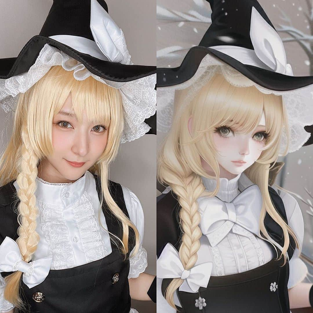 みそしるのインスタグラム：「I cosplayed marisa🫶  #aiillustration #ai #cosplay #cosplayer #illustration #東方project #東方プロジェクト」