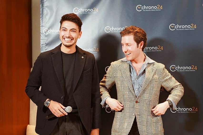 石倉ノアのインスタグラム：「Chrono24 .. .  世界最大級の高級時計マーケットプレイスで以前から使っていて 今回はトークショーイベントのゲストとして登壇させていただきました！ 時計好きの方たちと沢山交流ができ次はこの時計ほしいな〜と想像しながらChrono24のアプリで探してみたり☺️ 最後は誕生日まで祝っていただいて感謝です⭐️  Love team Chrono24 . .. #chrono24gtg」