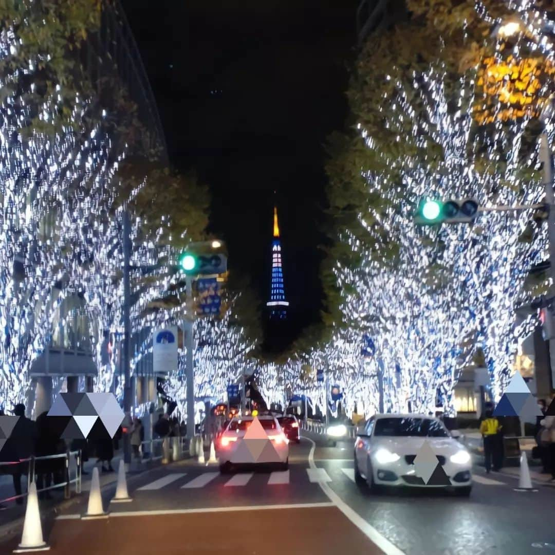 なつ葵のインスタグラム：「欅坂のイルミネーション✨ 東京タワーが並木道からみえてとても綺麗でした✨  素敵な坂や～✨  #イルミネーション  #欅坂」