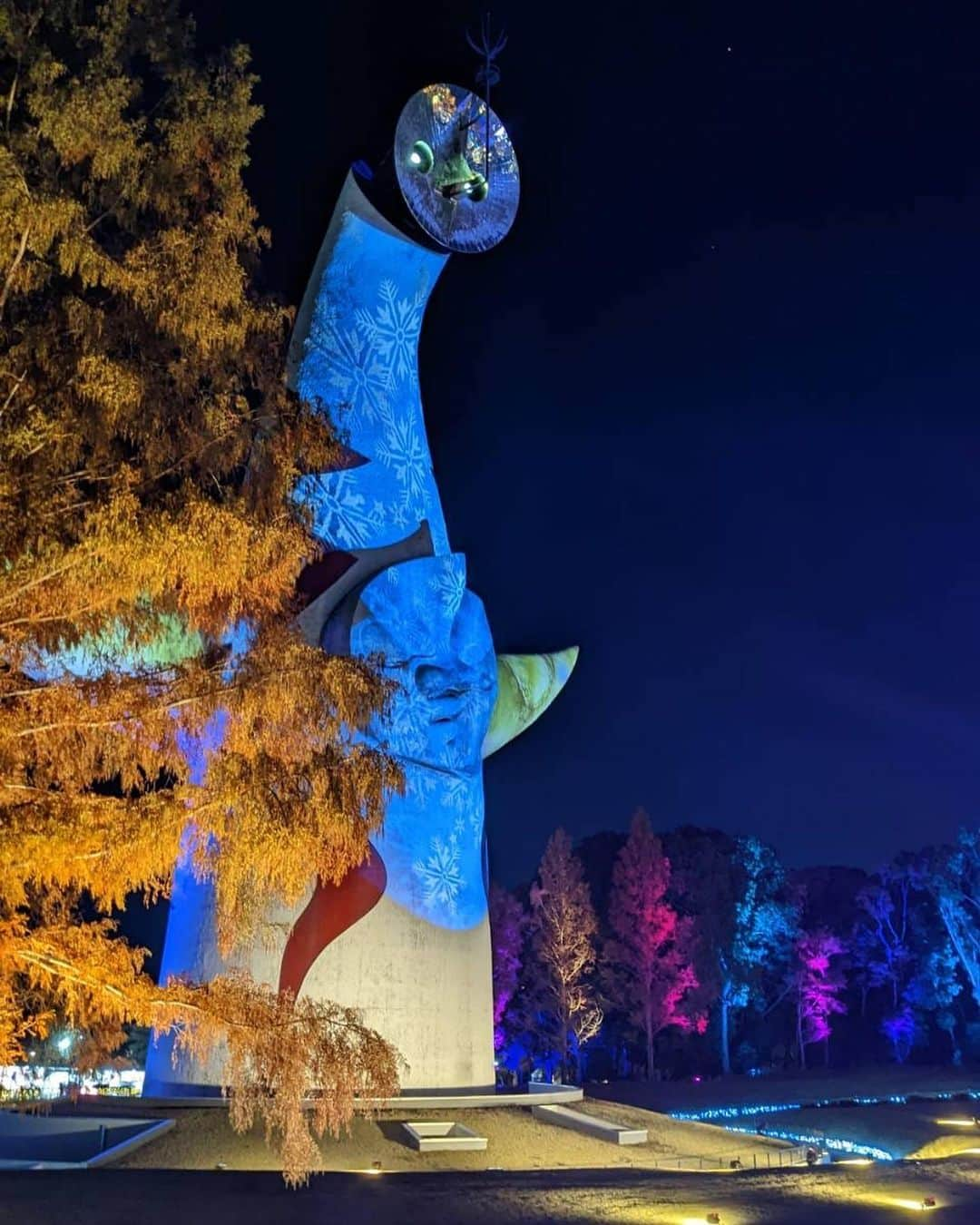 小嶋晶子のインスタグラム：「Wonder Experience イルミナイト万博 ～2022 WINTER～   At the Expo '70 Commemorative Park with the Photogenic Tower of the Sun!  #万博記念公園 #イルミナイト万博 #太陽の塔 #大阪 #日本 #banpakukinenkoen #banpaku #expo '70commemorativepark #towerofthesun #osaka #japan #🇯🇵」