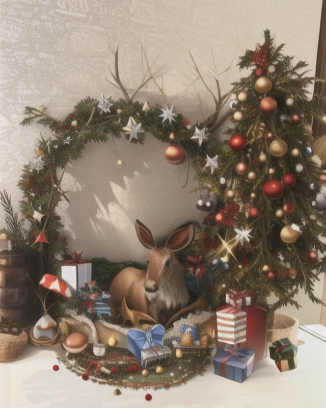 古市憲寿のインスタグラム：「玄関だけクリスマスを準備した。AIフィルターをかけたら、更にそれっぽくなった。いい時代。 #クリスマス #AIフィルター」