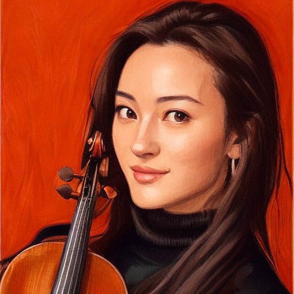 澄那シュトゥーダーのインスタグラム：「I don't usually hop on trends... but AI-generated portraits are honestly quite mind-blowing to me. Needed to see what would come out with a violin! 🎻  Which picture resembles me the most? Which ones the least? 😂  And someone said: you can always tell that it's AI by the whacky hands. And the last pic is for pure laughs ahahah」