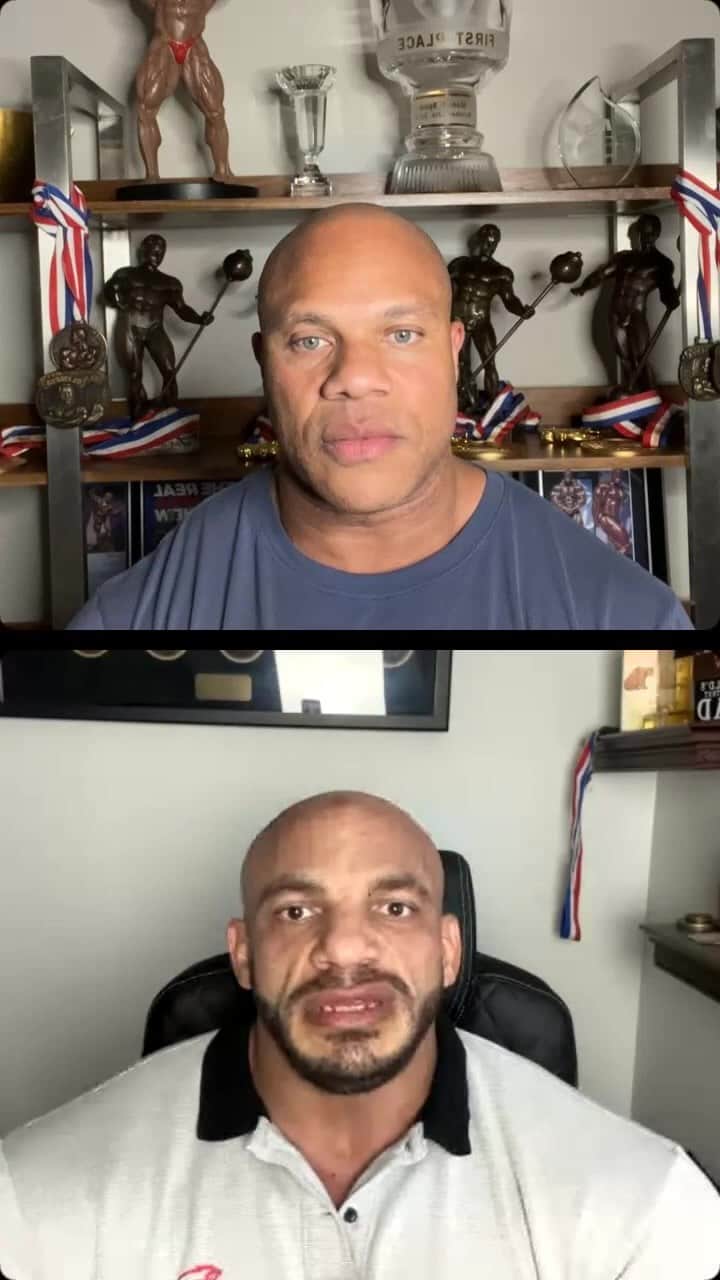 Phil Heathのインスタグラム：「7x Mr. Olympia @philheath and The Reigning Champ 2x Mr. Olympia @big_ramy chat about Ramy's mindset going into the show.   Go to OlympiaProductions.Com to purchase your Pay-Per-View package, buy now before the prices go up!」