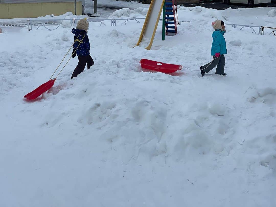 よっこさんのインスタグラム写真 - (よっこInstagram)「. 公園で子供達とソリ遊びをしました。 今年も札幌でそんな大晦日を過ごしております。 皆さま、2022年はどんな1年でしたか？2023年も皆さまにとって素晴らしい1年でありますように❤️ いつもありがとうございます！ 良いお年をお迎え下さい✨ #2022年大晦日  #札幌  #雪遊び  #ソリ滑り  #良いお年をお迎えください」12月31日 15時14分 - nanayokko