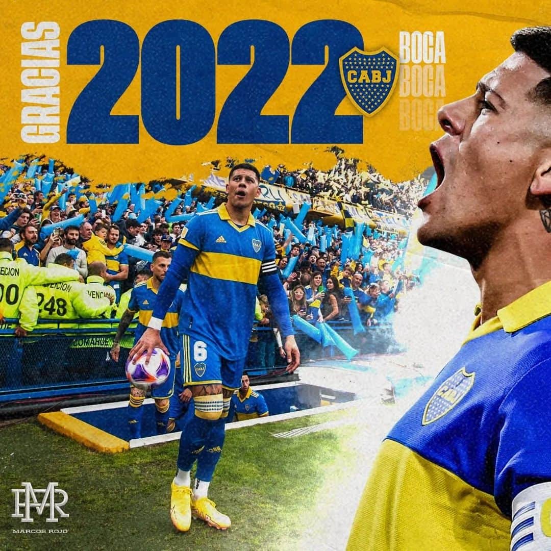 マルコス・ロホのインスタグラム：「Chau 2022 gracias por tantos momentos lindos y por seguir enseñándome cosas nuevas. Que este 2023 nos encuentre más unidos que nunca les deseo a todos que este Año Nuevo sea mucho mejor 🥂💙💛💙」