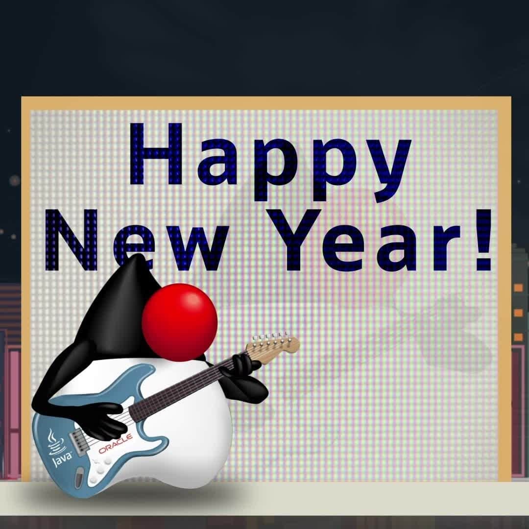 Oracle Corp. （オラクル）のインスタグラム：「Duke, along with everyone at Oracle, wishes you a happy New Year! 🎆」