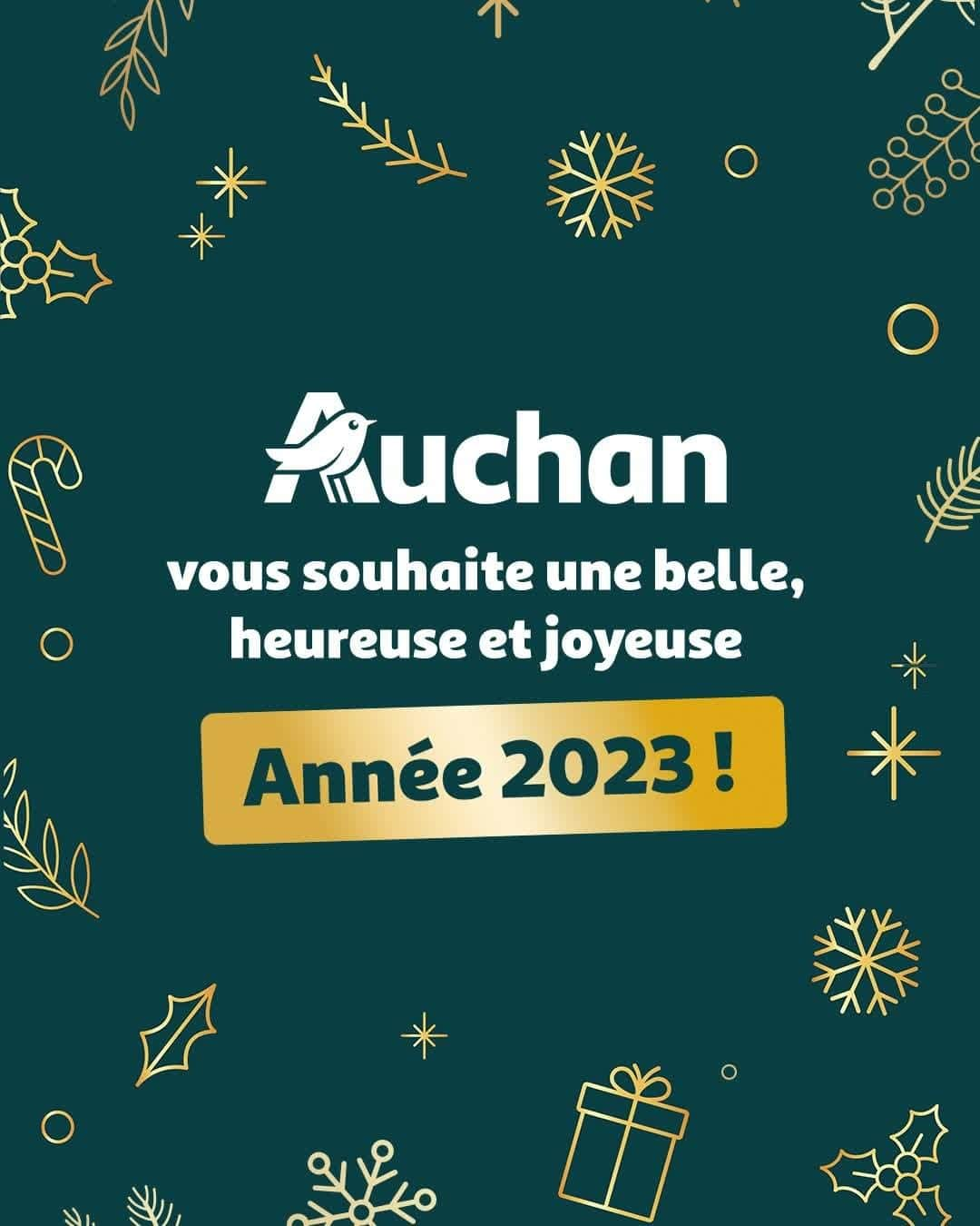 auchan_franceのインスタグラム：「Auchan vous souhaite une merveilleuse et belle année 2023 ! ✨  Qu’elle vous permettent de réaliser tous vos souhaits 🫶🏻  #Auchan #BonneAnnée #2023」