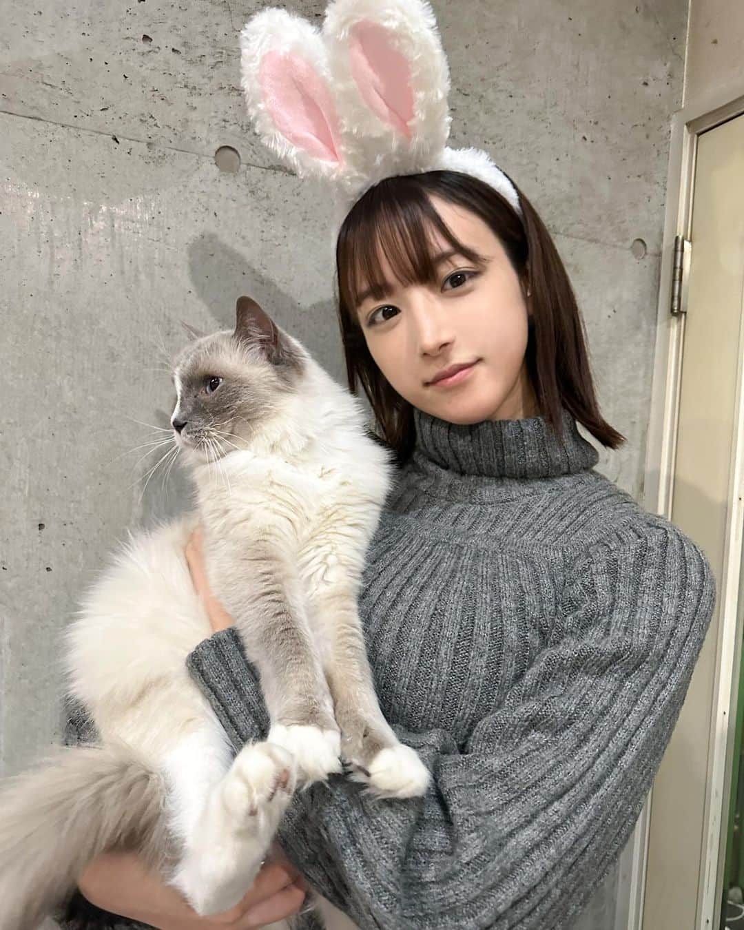 山崎あみのインスタグラム：「🐱あけましておめでとうございます🐰 本年もよろしくお願いいたします！ ⠀ 年齢的にそろそろしんどい🐰で失礼します。笑 ⠀ 皆さんにとって、 より良い一年でありますように。 ⠀ InterFM 「MUSIClock」は明日から！ 乃木坂46 をお迎えします🤍 朝7:00〜 聴いてねっ🤤」