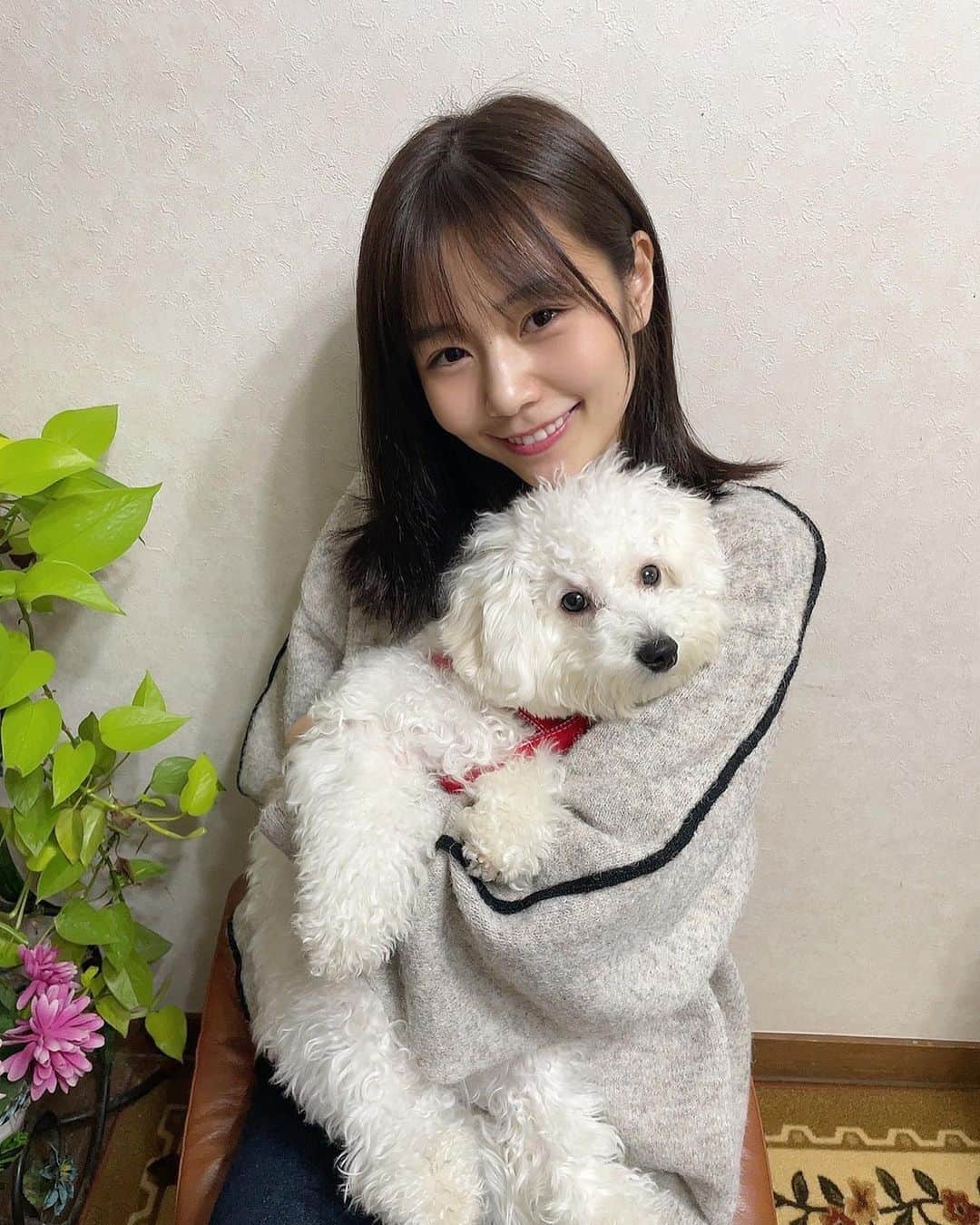 杉浦みずきのインスタグラム：「. 明けましておめでとうございます🐰 今年も宜しくお願い致します✨🎍  色んなことに挑戦して、笑顔溢れる一年にしたいです☺️  写真は、今祖父の家で撮りました😂 1枚目はらむね 2枚目はそらです🤍 そらはイヤイヤうさぎちゃんを被ってくれました笑  今年もみんな元気に楽しく過ごそうね☺️」