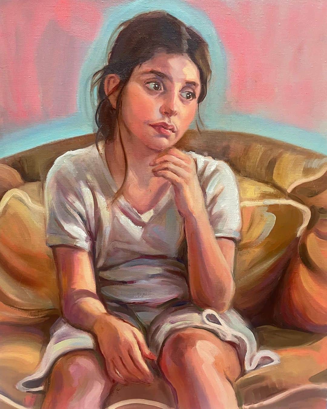ヨアナバラシーのインスタグラム：「Meline , Armenian soul #contemporarypainting #aslnyc #oilpainting #womenartists #childrensportraits」