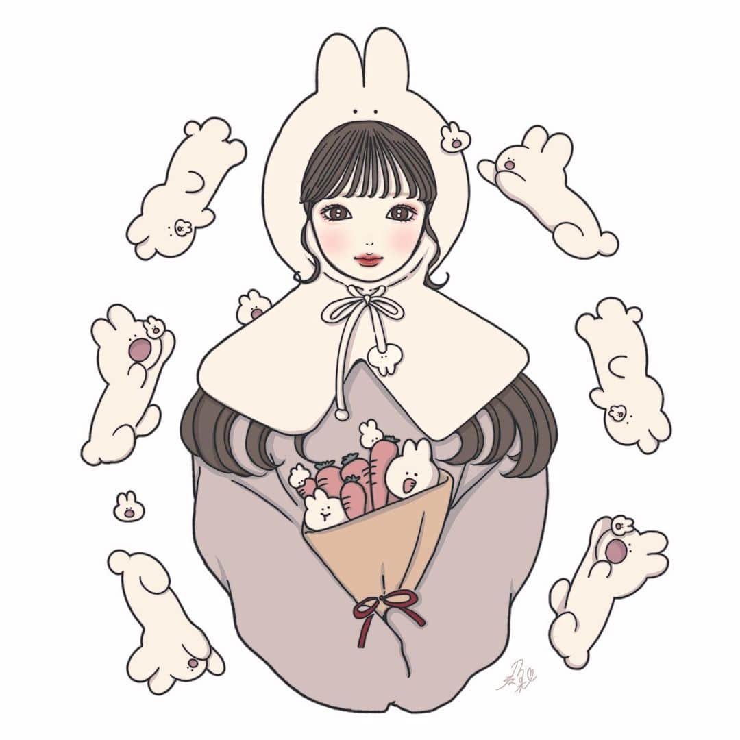 乃の木そよのインスタグラム：「🐰明けましておめでとうございます🎍🌅🎍🐰！！  ちょっと出遅れましたが🤧 今年も乃の木そよをよろしくお願い致します🙇‍♀️   #イラスト#アート#絵#画#イラストレーター#デザイン#創作#絵描きさんと繋がりたい#塗り絵 #服 #おしゃれさんと繋がりたい #おしゃれ女子 #ガーリー#今日の服#お洒落さんと繋がりたい#今日のコーデ #服装#エモい #エモ #女の子 #絵画 #メイク #古着 #ファッション #海  #フィルムカメラ  #寒い日コーデ」