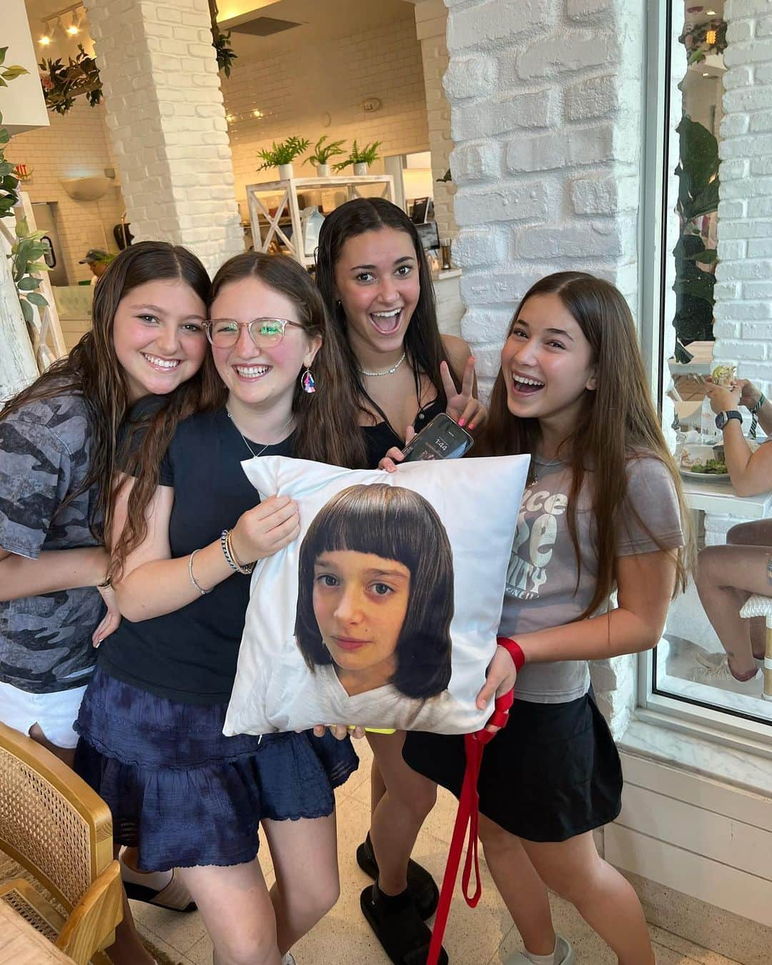 ノア・シュナップのインスタグラム：「For hannukah I got a pillow with my face on it, wbu?」