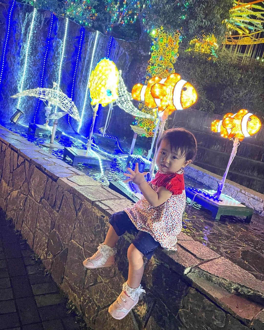 岡本雅世のインスタグラム：「夜の遊園地🎡  2022.08」