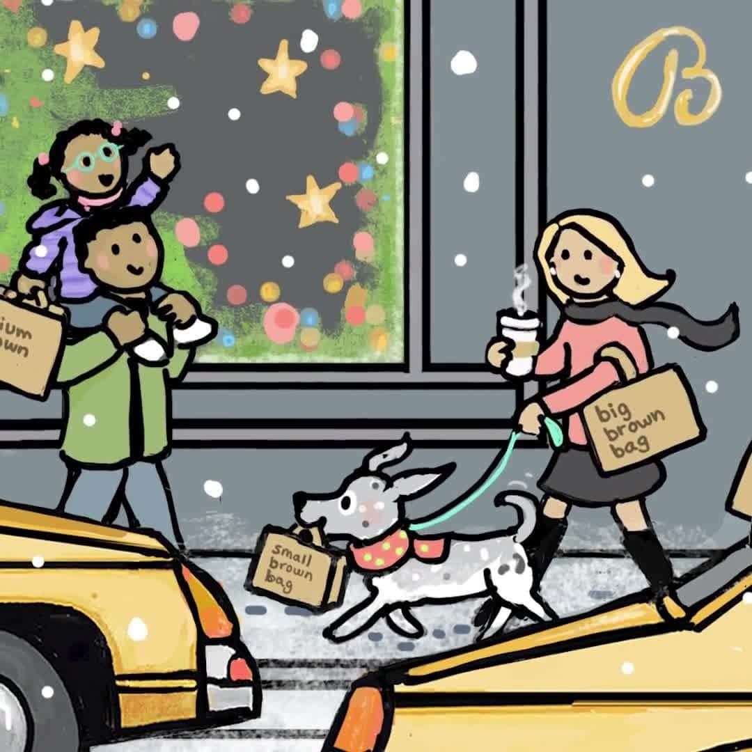 Bloomingdale'sのインスタグラム：「Dashing, dancing, and prancing our way over to Bloomies 59! Shoutout to @kristindoneystudio for the iconic artwork ❤️  🎶 by Kristin's brother Eric Doney」