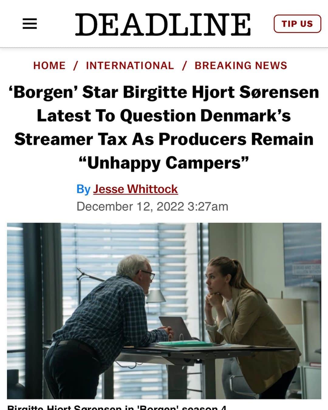 のインスタグラム：「@deadline picked up on the challenges the Danish TV industry is facing at the moment!」