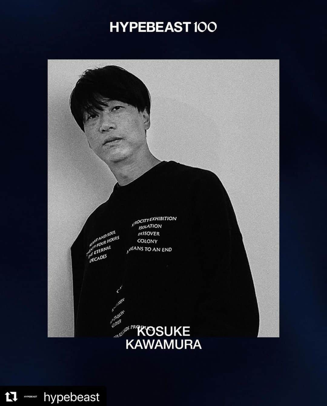 河村康輔のインスタグラム：「🙏🙏🙏 #Repost @hypebeast  ・・・ Hypebeast 100 is our yearly spotlight of the most influential individuals in the industry and their impact on culture. Check out the next 10 award winners for this year’s showcase in the gallery above.  Madsaki photo by RK @rkrkrk - Courtesy of MADSAKI/Kaikai Kiki Co., Ltd.」