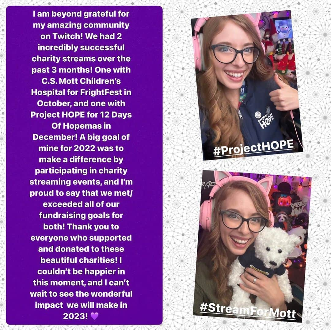 アシュリン・ピアースのインスタグラム：「✨💜✨   #Charity #CharityStream #Fundraising #Fundraise #Twitch #Stream #Streamer #CharityStreams #StreamForMott #ProjectHope #Actress #Model #GamerGirl #Proud #Achievement #Goals #RedHead #Donations #Donate #Love #Charities #Giving #Kindness #TheGiftOfGiving #AshlynPearce #Christmas #CharityStreaming #Hopemas #LittleVictors #Halloween」