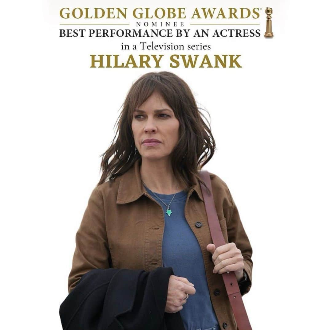 ヒラリー・スワンクのインスタグラム：「Just catching up (which is quite common nowadays with being pregnant with twins and working full-time on a TV show 😅) but wanted to quickly jump on to say what an INCREDIBLE HONOR it is to be nominated for a Golden Globe for my performance on Alaska Daily, a show that exposes the horrific ongoing Missing and Murdered Indigenous Women Crisis in Alaska.   Thank you @goldenglobes for helping shine a light on this epidemic through this nomination. So grateful! 🙌🏽  Huge kudos to the outstanding work of my fellow nominees @zendaya @itsmelauralinney Emma D’Arcy and Imelda Staunton. What extraordinary company to be alongside! ✨💪🏽」