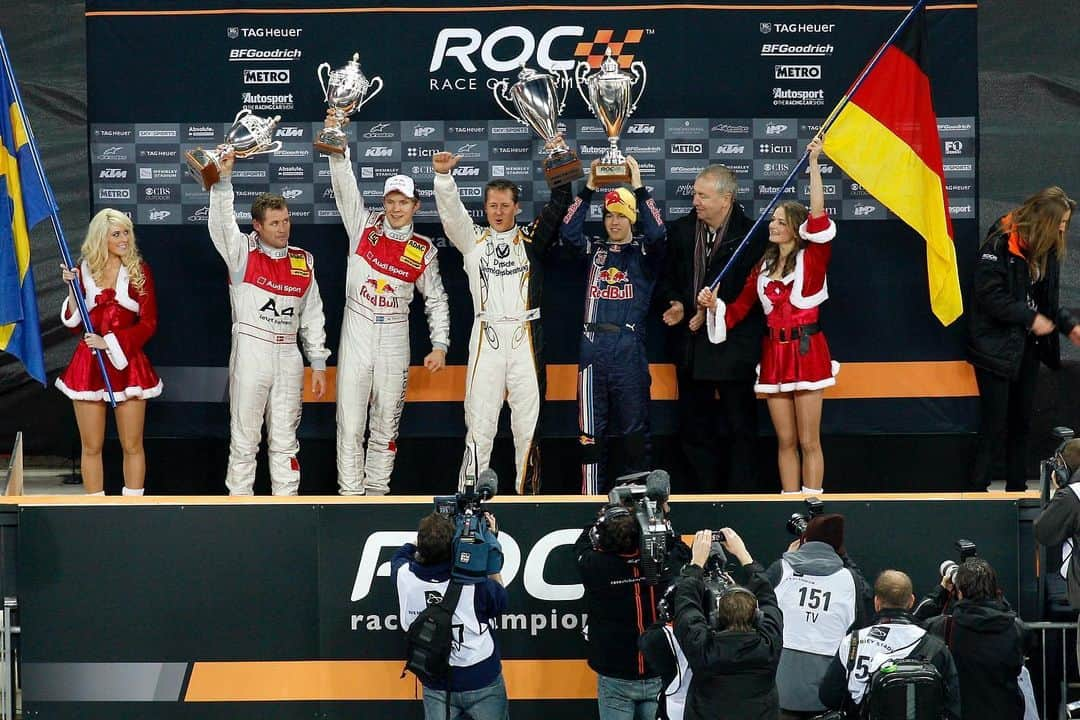 ミハエル・シューマッハさんのインスタグラム写真 - (ミハエル・シューマッハInstagram)「«Team Germany» in action 🏁  Michael and @sebastianvettel winning the @raceofchampions Nations Cup in London 2008 for the second time in a row. Always great fun!  #OTD #KeepFighting #TeamMichael @dvag.de」12月14日 18時05分 - michaelschumacher