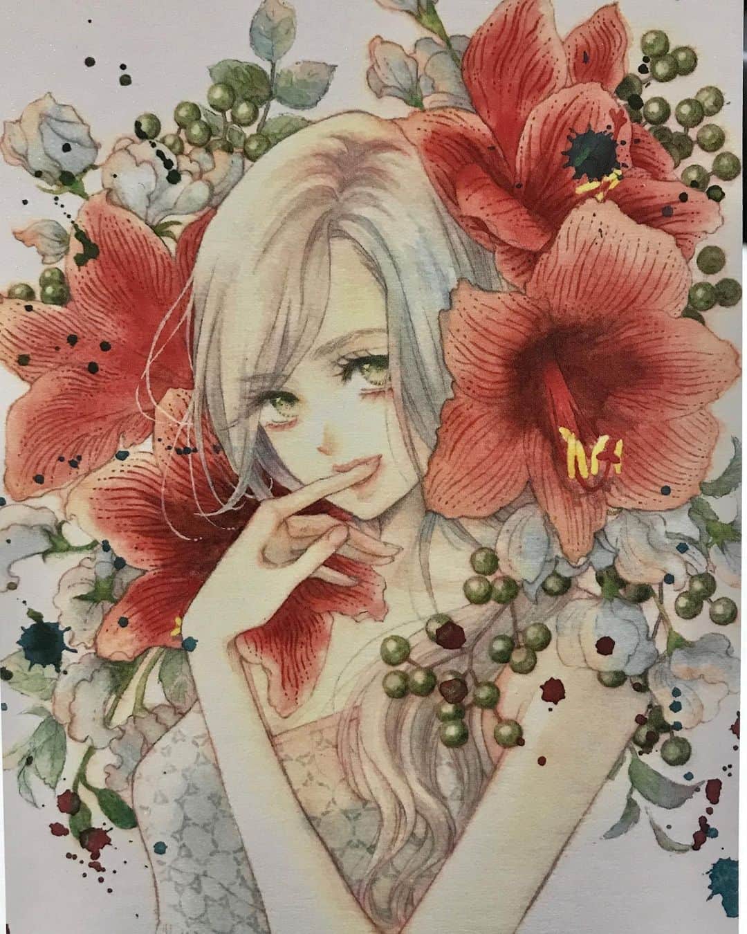 栗原まもるのインスタグラム：「12/15から12/29まで、ロサンゼルスの花屋さんで開催されるフラワーポストカード展に私のポストカードが展示されます。 ホリデーシーズンなので赤系のイラストで。 裏はグレーで印刷しました。 パール調の紙を選んだらすごい素敵になりましたよ！写真だと伝わりにくいですが。 http://www.pac8orchids.com/about-us/  From 12/15 to 12/29, my postcards will be displayed in a floral postcard show at a flower shop in Los Angeles. Since it is the holiday season, I used red illustrations. I printed the back side in gray. I chose a pearlescent paper and it turned out amazing! It's hard to tell from the photo.  #絵本コロンブス　#floral postcard show in Los Angeles」